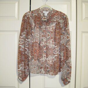 Rachel Zoe Floral Paisley Blouse in Brown and Cream
